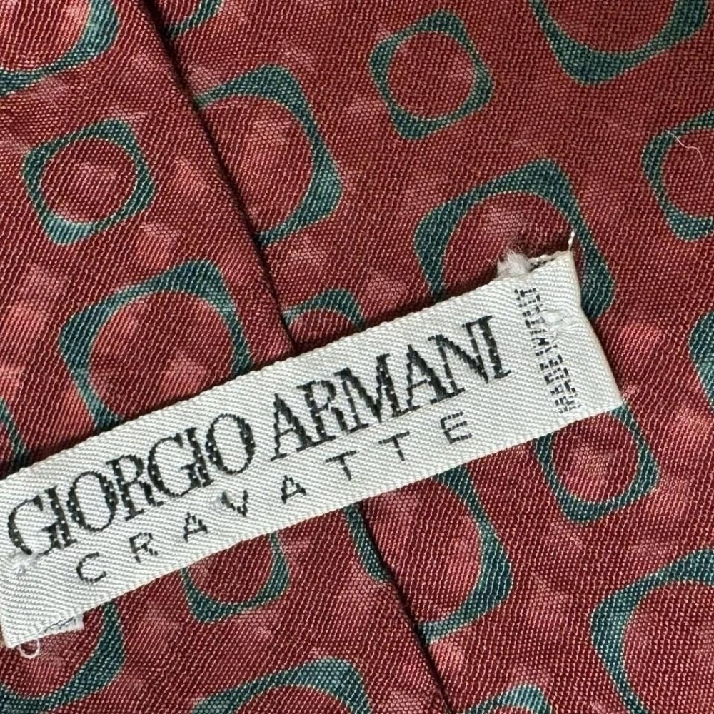 Georgio Armani Cravette Mens 100% Silk Neck Tie Geometric Print Italy - Picture 5 of 8